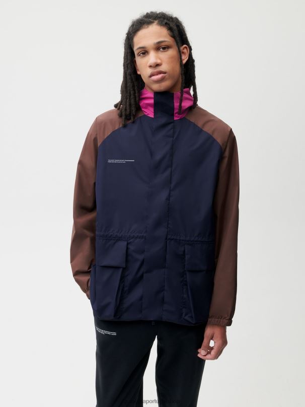 jaqueta de bloco de cor de nylon reciclado mulheres Pangaia JJJ8D481 azul-marinho roupas