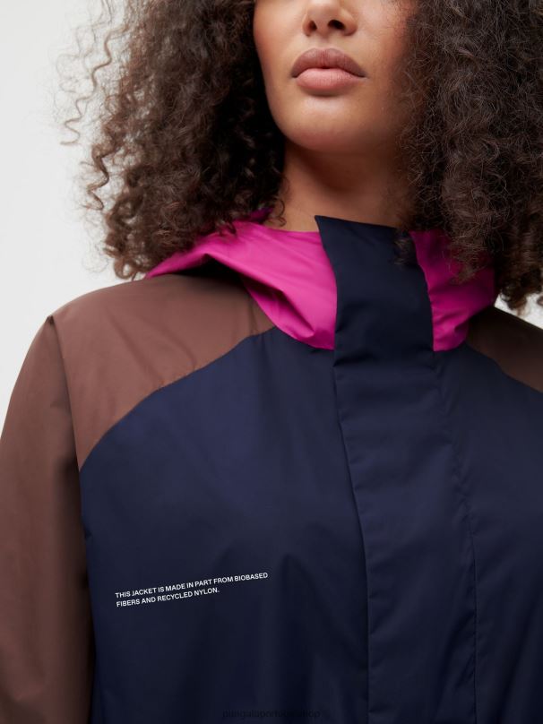 jaqueta de bloco de cor de nylon reciclado mulheres Pangaia JJJ8D481 azul-marinho roupas