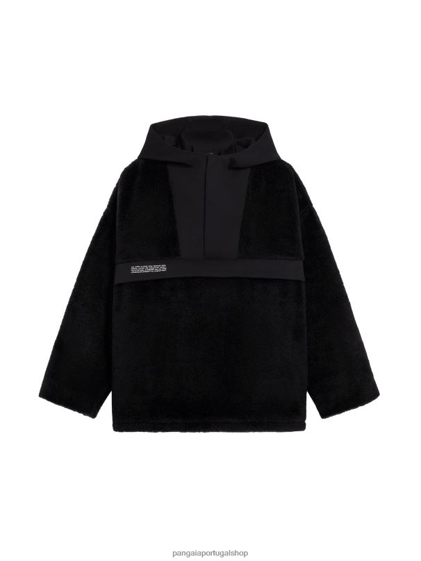 jaqueta de lã reciclada com meio zíper mulheres Pangaia JJJ8D448 preto roupas