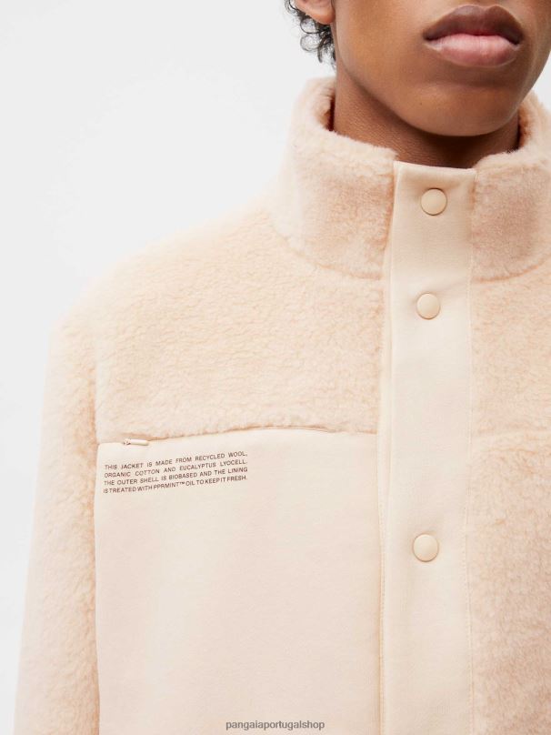 jaqueta de lã reciclada mulheres Pangaia JJJ8D473 areia roupas