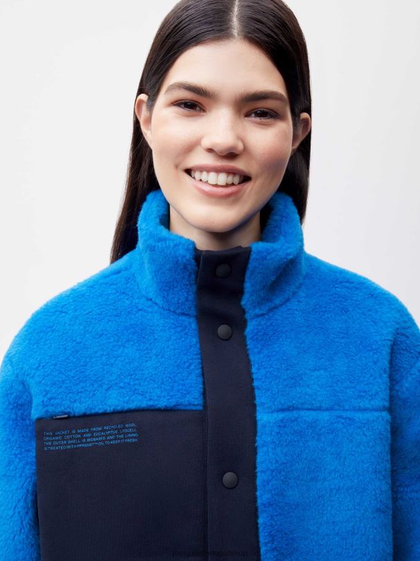 jaqueta de lã reciclada mulheres Pangaia JJJ8D480 azul cerúleo roupas