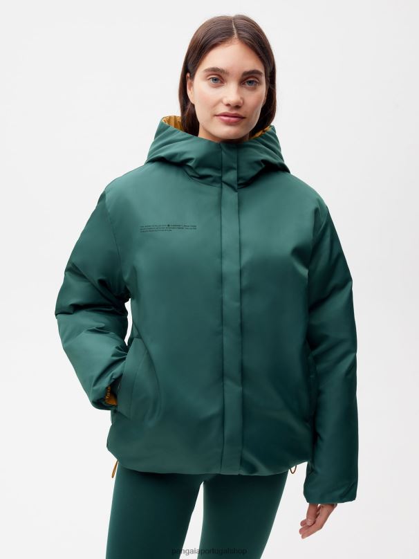 jaqueta reversível flwrdwn mulheres Pangaia JJJ8D461 folhagem verde/marrom cobre roupas