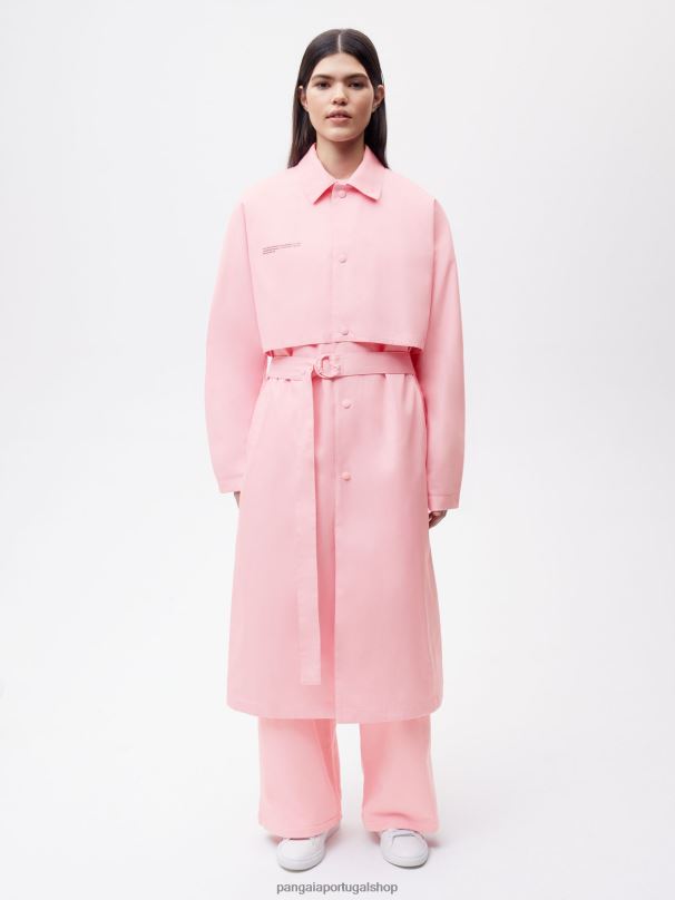 trench coat de algodão orgânico mulheres Pangaia JJJ8D486 sakura rosa roupas