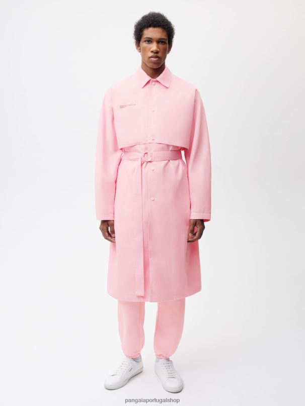 trench coat de algodão orgânico mulheres Pangaia JJJ8D486 sakura rosa roupas