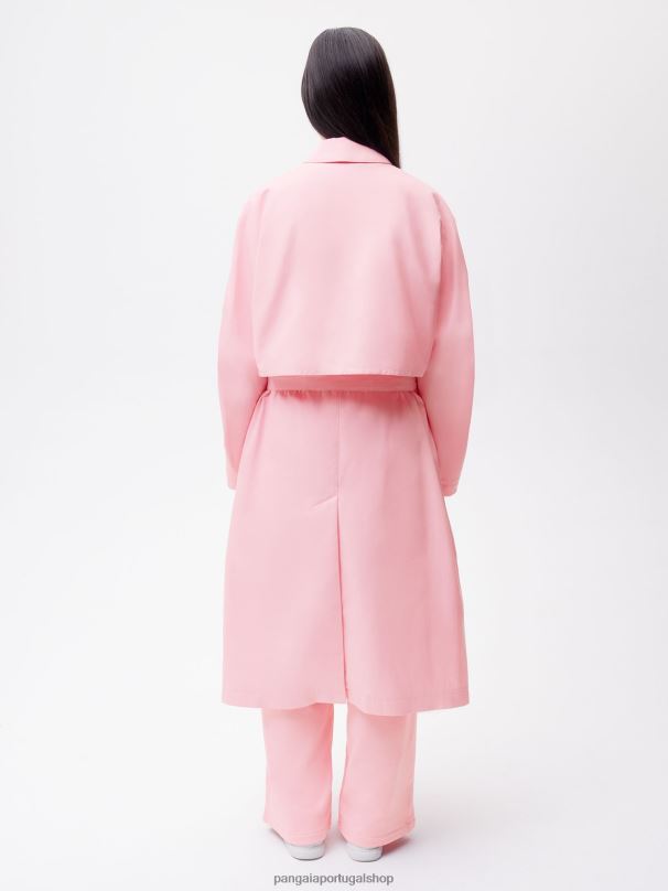 trench coat de algodão orgânico mulheres Pangaia JJJ8D486 sakura rosa roupas