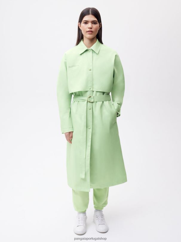 trench coat de algodão orgânico mulheres Pangaia JJJ8D488 pistache roupas