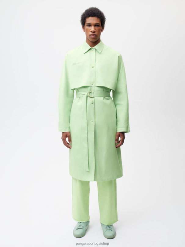 trench coat de algodão orgânico mulheres Pangaia JJJ8D488 pistache roupas