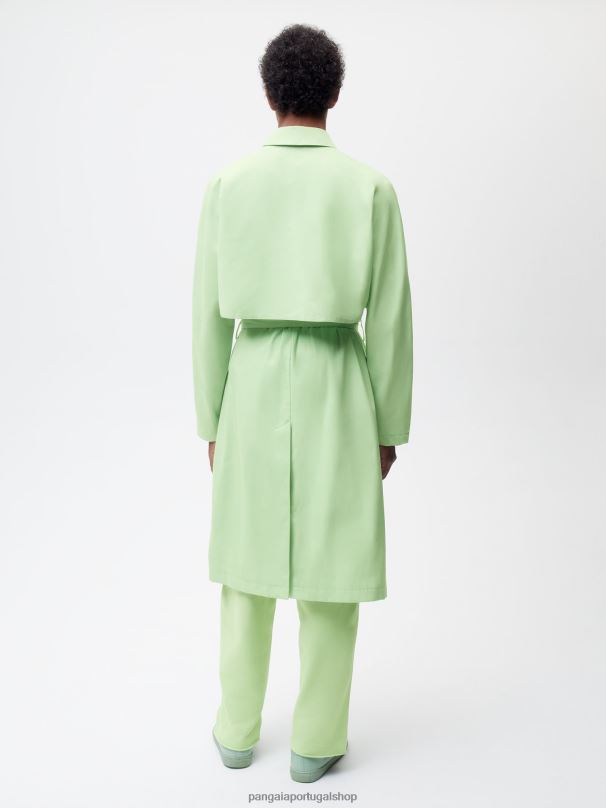 trench coat de algodão orgânico mulheres Pangaia JJJ8D488 pistache roupas