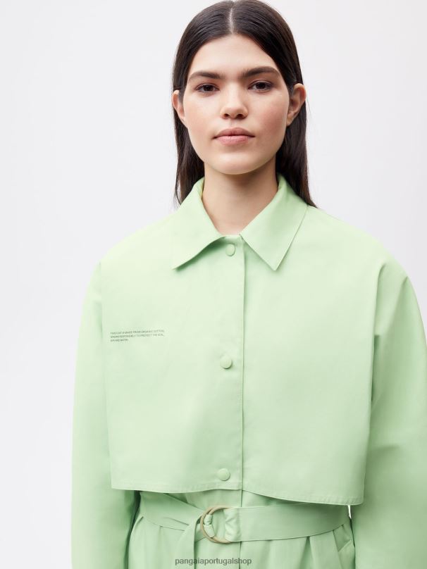 trench coat de algodão orgânico mulheres Pangaia JJJ8D488 pistache roupas