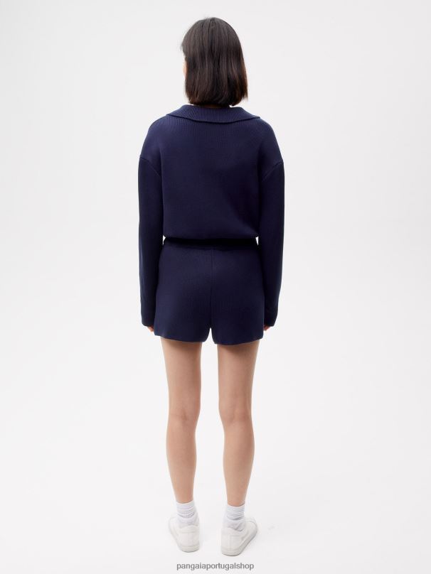 calções de tricô mulheres Pangaia JJJ8D241 azul-marinho roupas