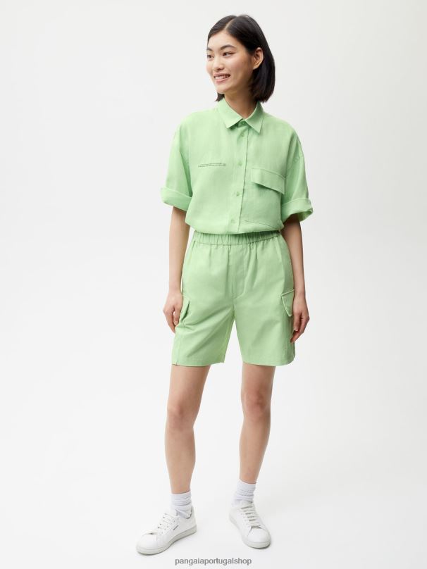 shorts cargo de mistura de algodão orgânico mulheres Pangaia JJJ8D268 pistache roupas