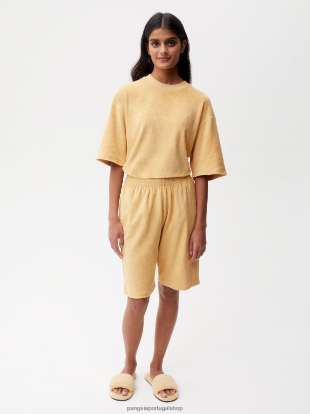 shorts longos de toalha mulheres Pangaia JJJ8D243 areia escura roupas