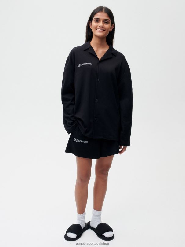 shorts soltos de pijama de algodão orgânico com fibra c mulheres Pangaia JJJ8D237 preto roupas