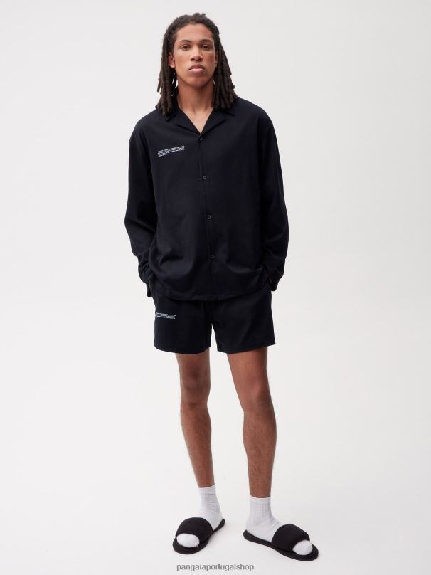 shorts soltos de pijama de algodão orgânico com fibra c mulheres Pangaia JJJ8D237 preto roupas