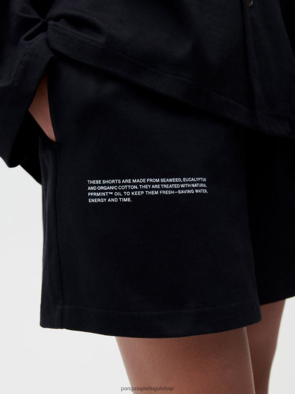 shorts soltos de pijama de algodão orgânico com fibra c mulheres Pangaia JJJ8D237 preto roupas