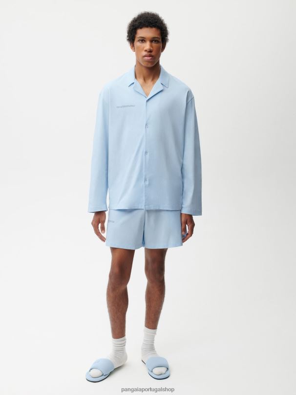 shorts soltos de pijama de algodão orgânico mulheres Pangaia JJJ8D436 pedra da lua azul roupas