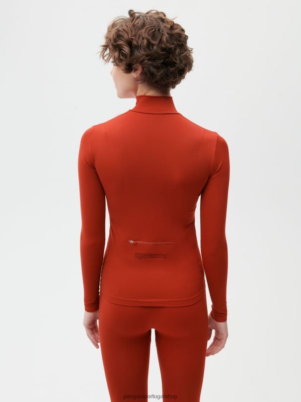 motion x top de manga longa com zíper mulheres Pangaia JJJ8D146 jaspe vermelho roupas