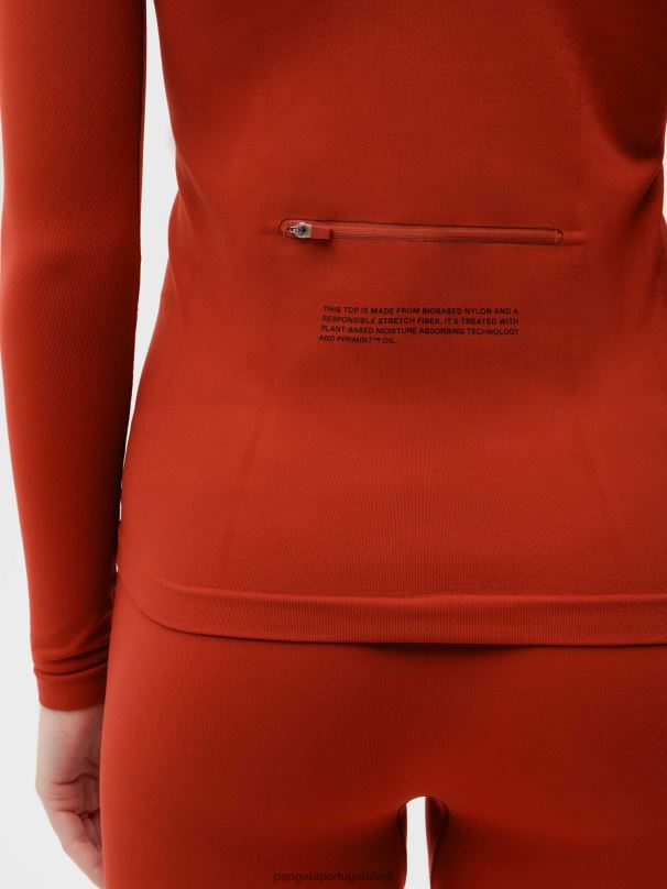 motion x top de manga longa com zíper mulheres Pangaia JJJ8D146 jaspe vermelho roupas