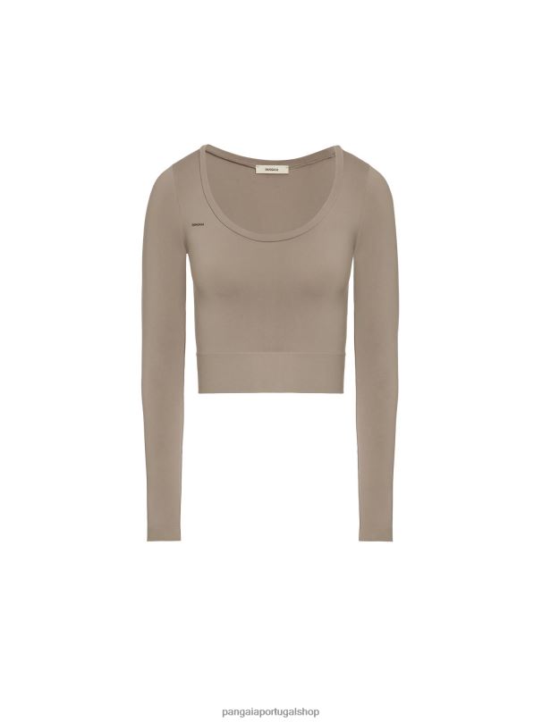 top de manga longa motion mulheres Pangaia JJJ8D189 taupe roupas